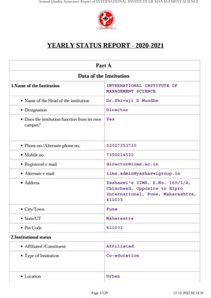 YEARLY STATUS REPORT - 2020-2021